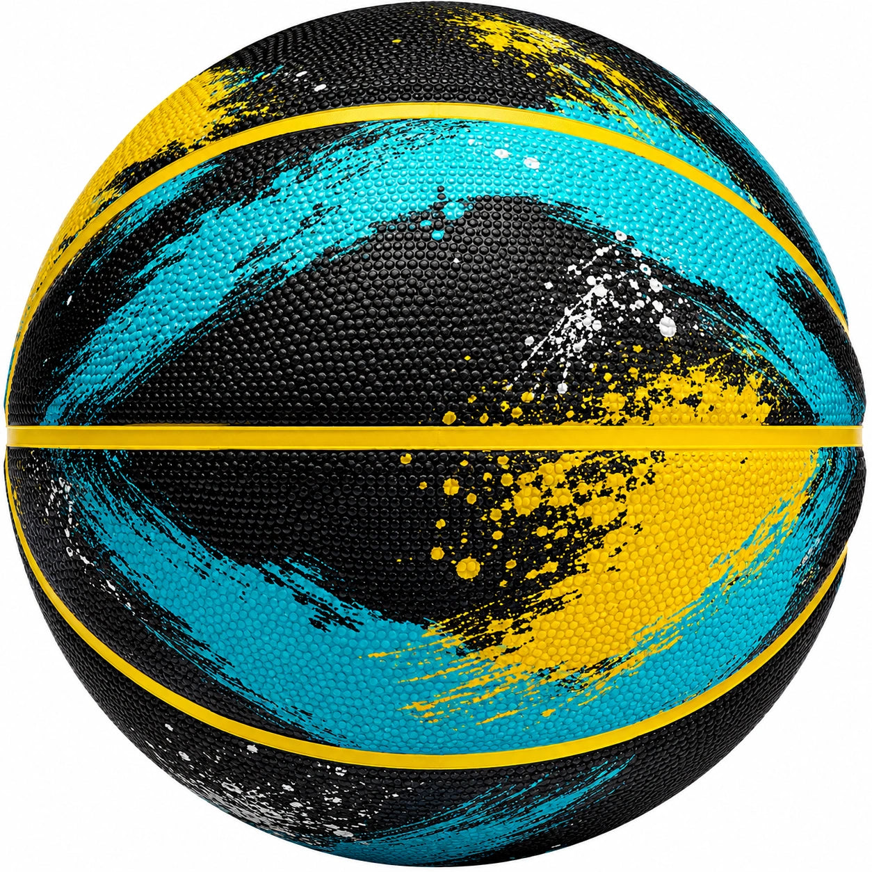 Ballon de basket extérieur avec motif coloré noir/bleu/jaune