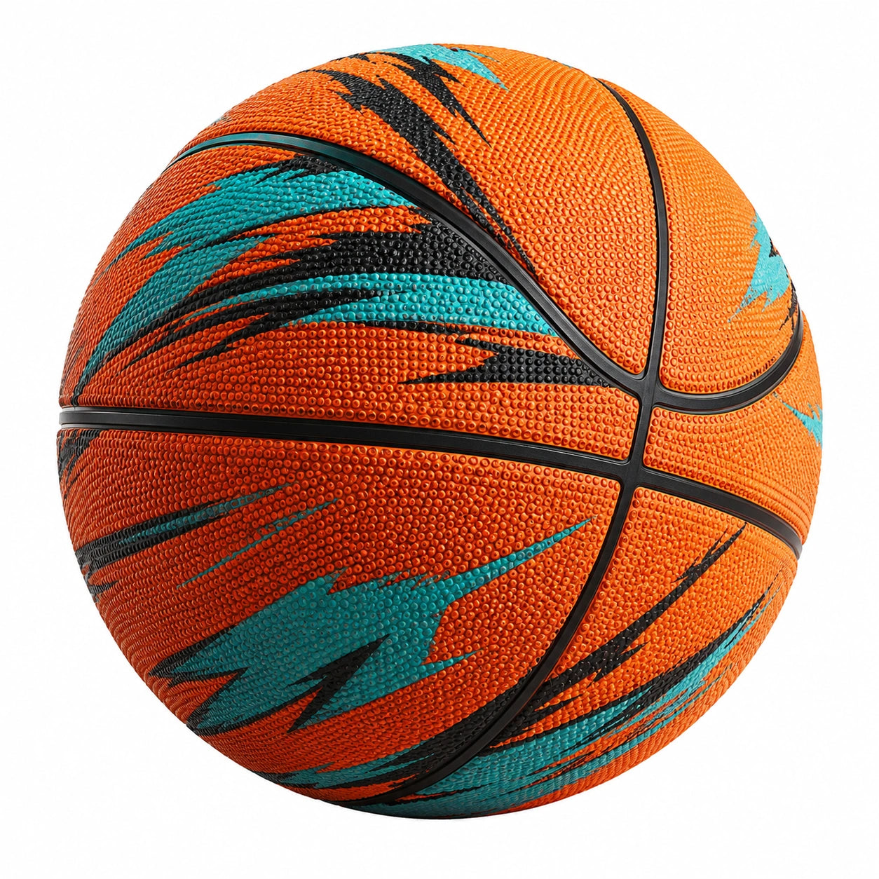 Ballon de basket extérieur orange et bleu