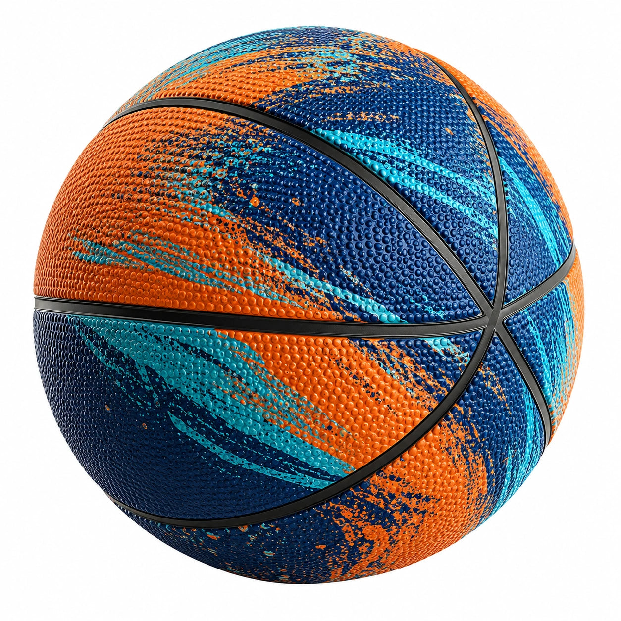 Ballon de basketball extérieur multicolore orange et bleu