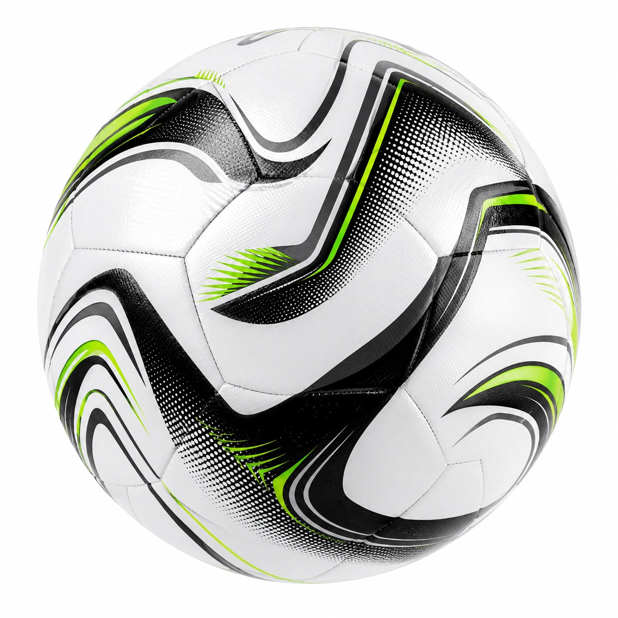 Ballon de football taille 5 blanc, noir et vert