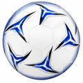 Ballon de football blanc et bleu avec design aérodynamique