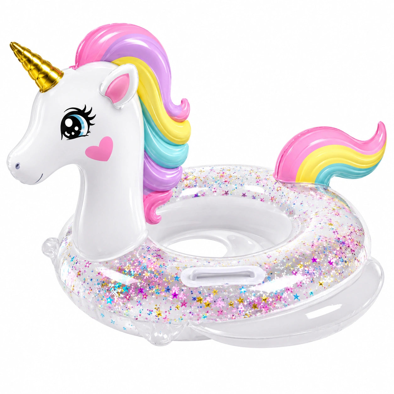 Bouée Licorne Gonflable Multicolore avec Paillettes pour Enfants