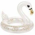 Bouée Gonflable Cygne Transparent avec Paillettes Dorées