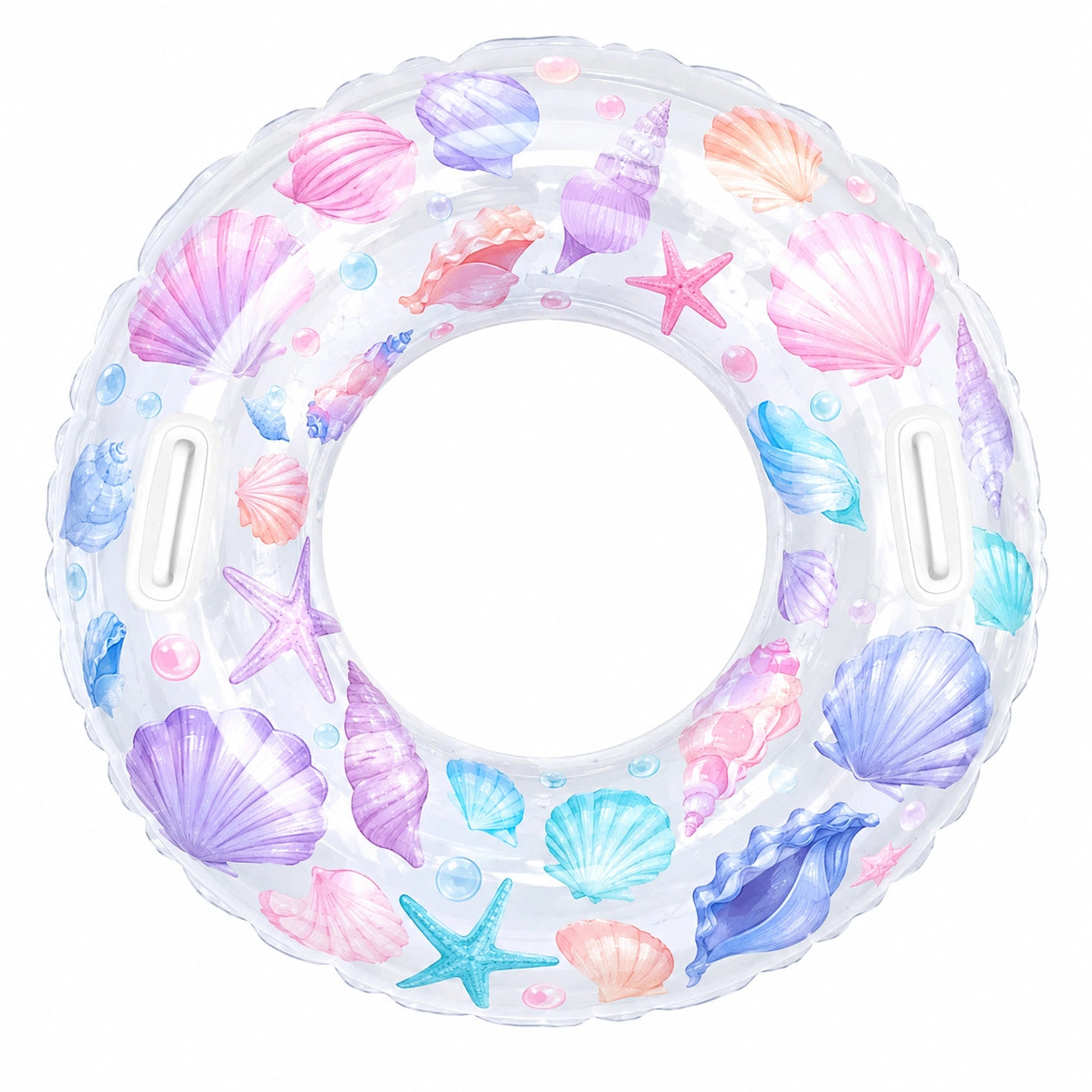 Bouée gonflable motifs coquillages multicolores