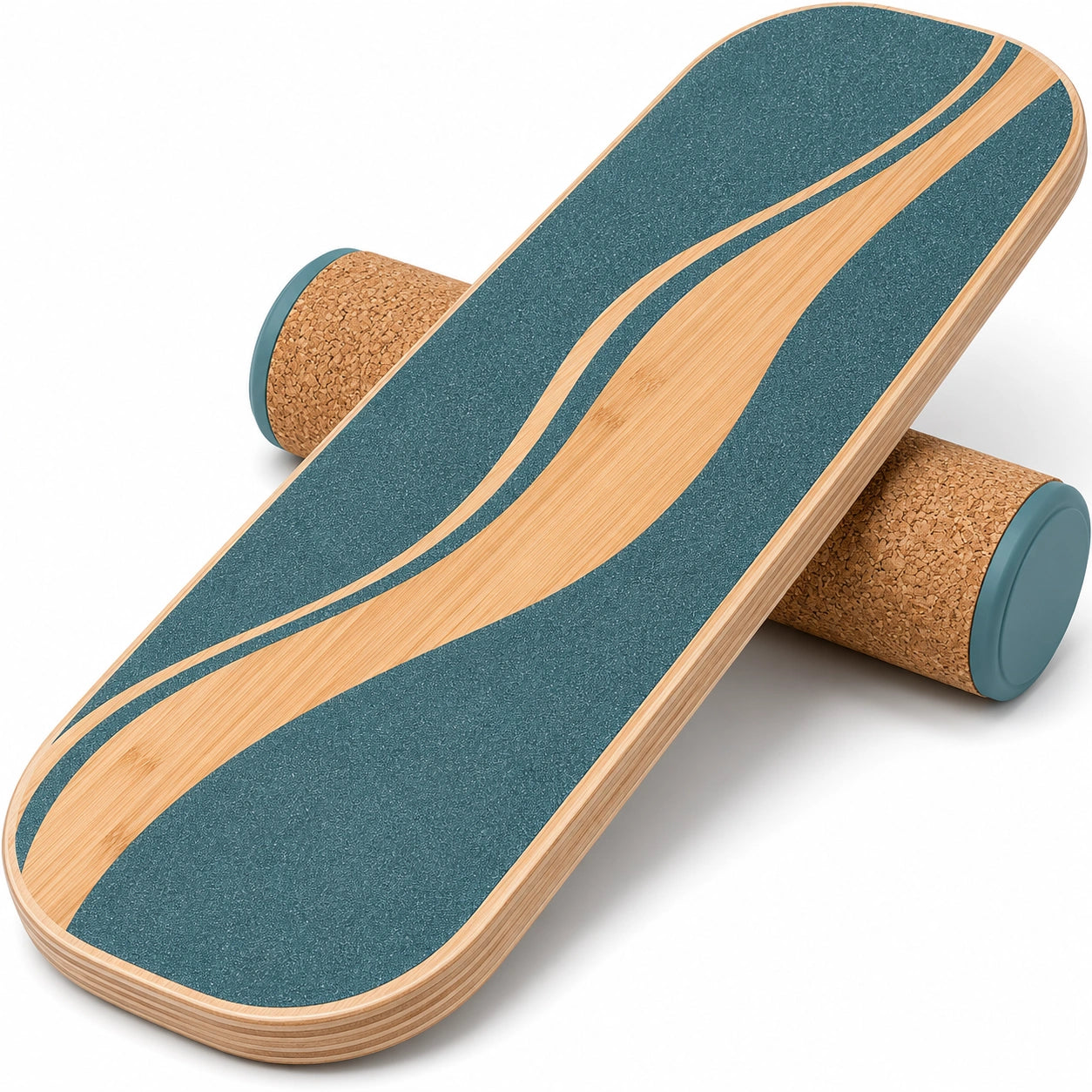 Planche d'équilibre en liège et bambou turquoise